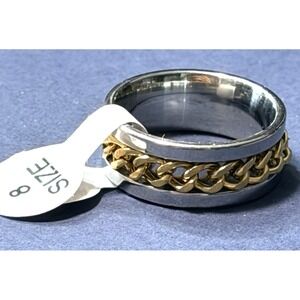 STAINLESS STEEL BAND WITH GOLD TONE MIDDLE SIZE 8 (2734)